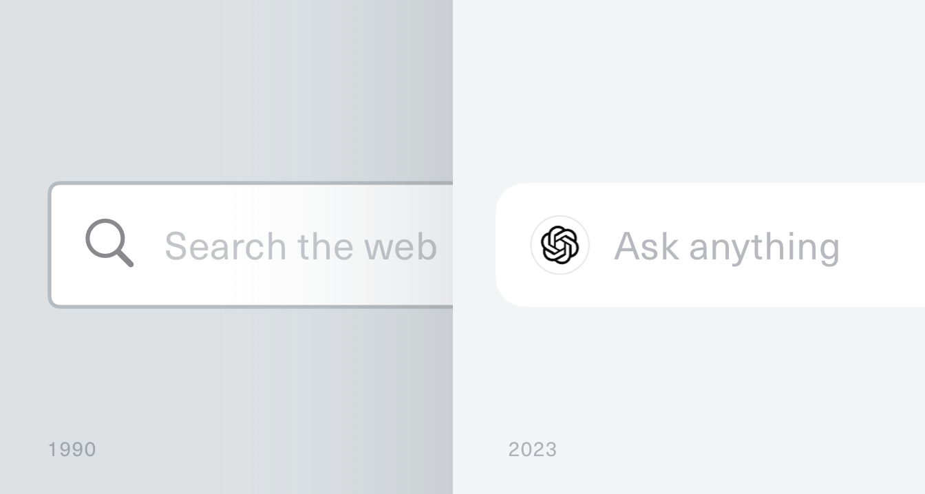 The invention of the search engine in 1990, and the popularisation of AI natural language models with ChatGPT in 2023